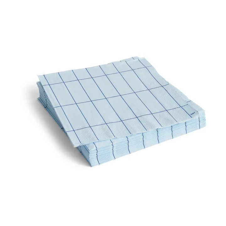 Pattern Dinner napkin 40x40 cm 20-pack - Light blue-blue grid - HAY