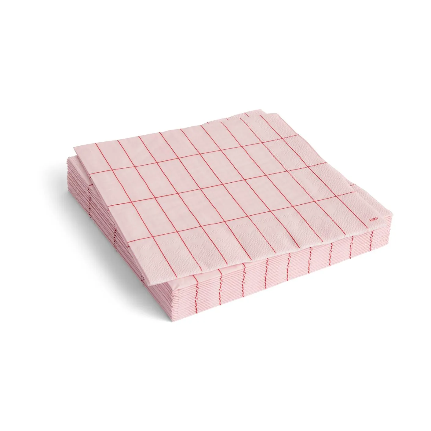 Pattern Dinner napkin 40x40 cm 20-pack, Light pink-red grid HAY