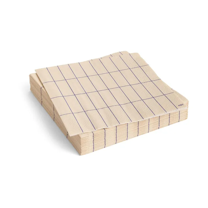 Pattern Lunch napkin 33x33 cm 20-pack - Off white-blue grid - HAY