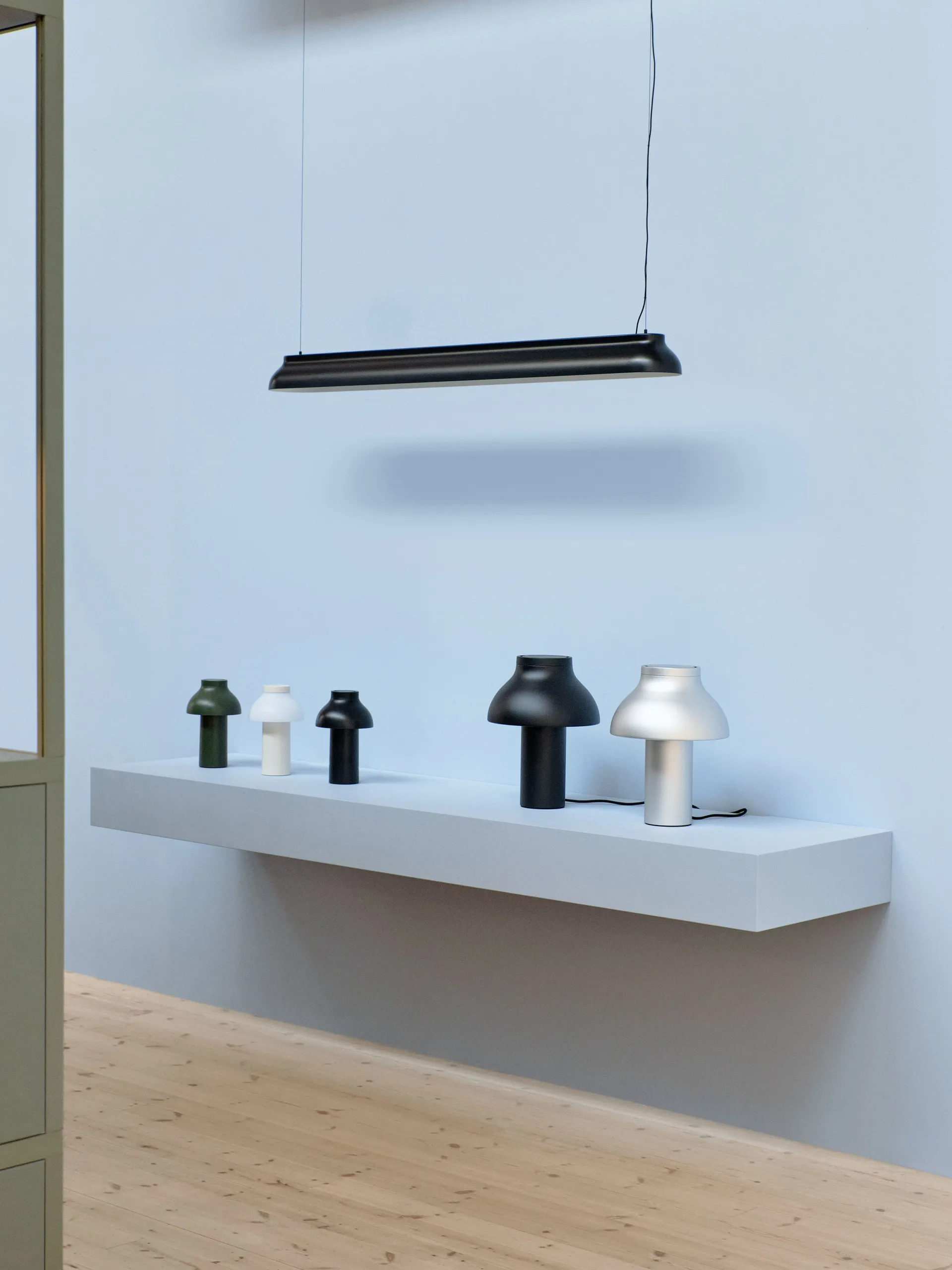 PC Linear pendant lamp, Soft black HAY