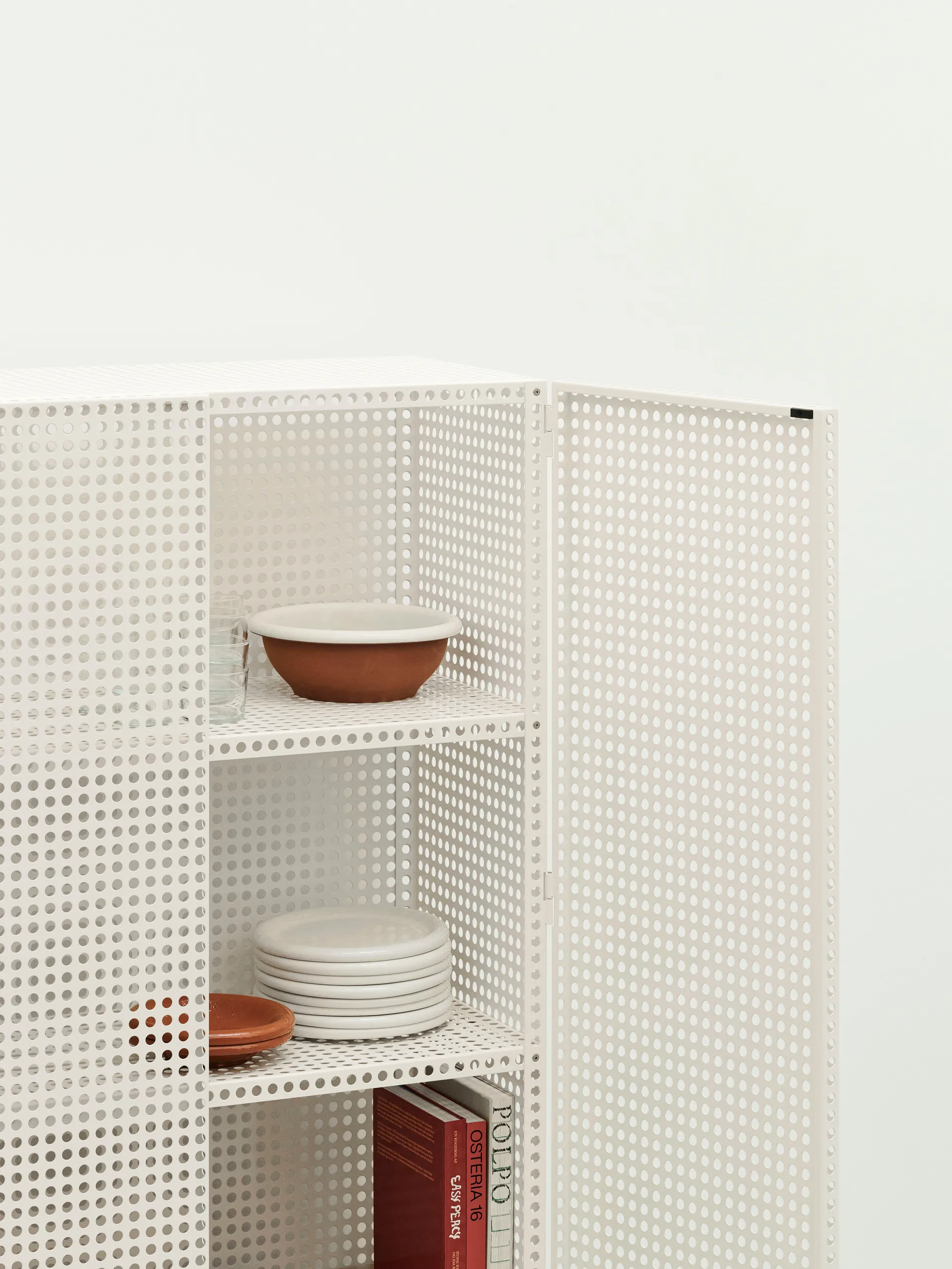 Perforated Cabinet cabinet large, Eggshell HAY