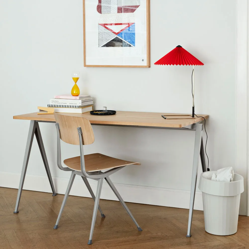 Pyramid 01 desk, Smoked oak-140x75 cm-beige steel frame HAY