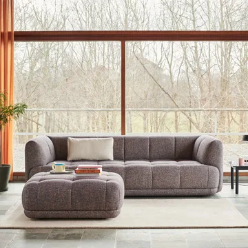 Quilton ottoman - Leather Sense black - HAY