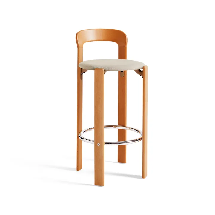 Rey bar stool upholstered 75 cm - Fabric Steelcut Trio 213 golden - HAY