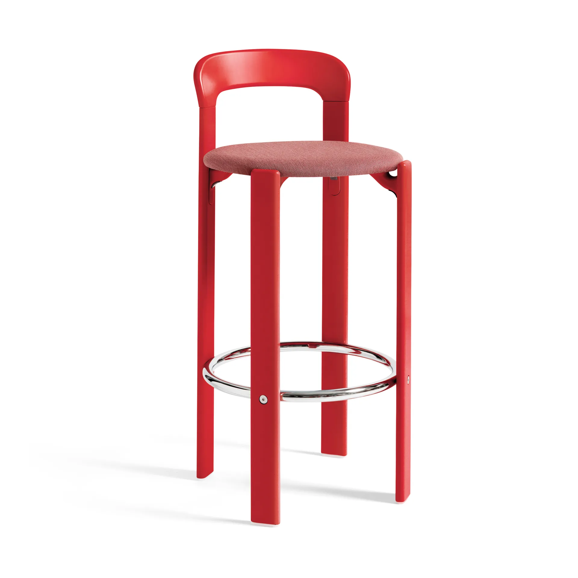 Rey bar stool upholstered 75 cm, Steelcut trio 636 scarlet red HAY