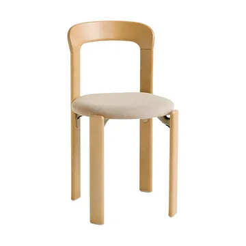 Rey chair upholstered seat - Fabric Steelcut Trio 213 golden - HAY