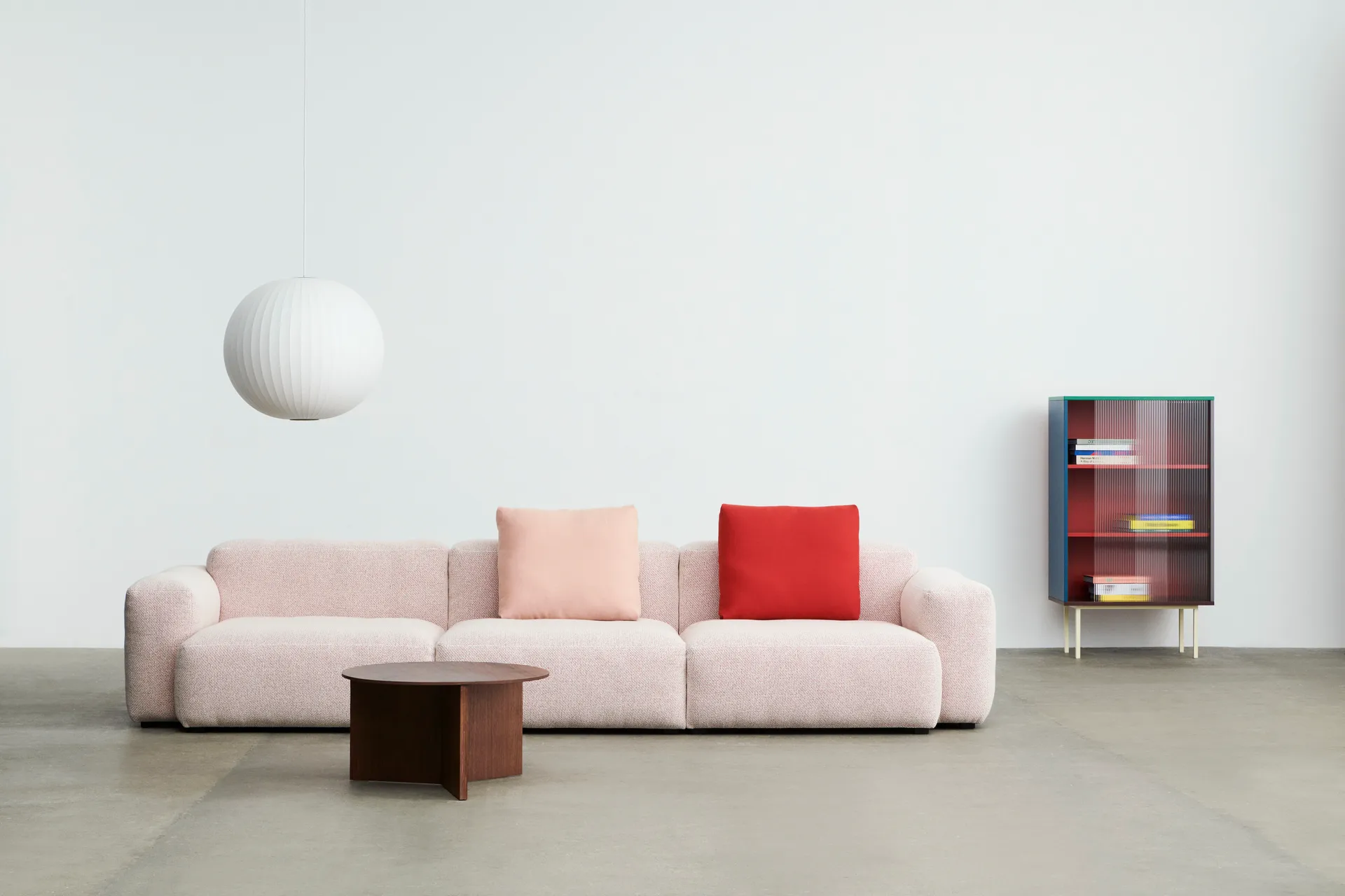 Slit coffee table Ø65 cm, Lacquered walnut HAY