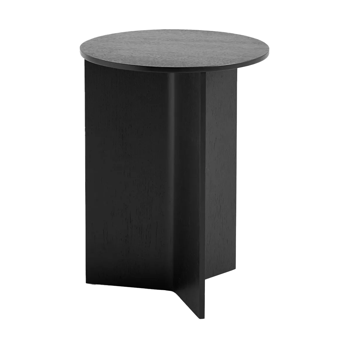 Slit high side table Ø35 cm, Black lacquered oak HAY