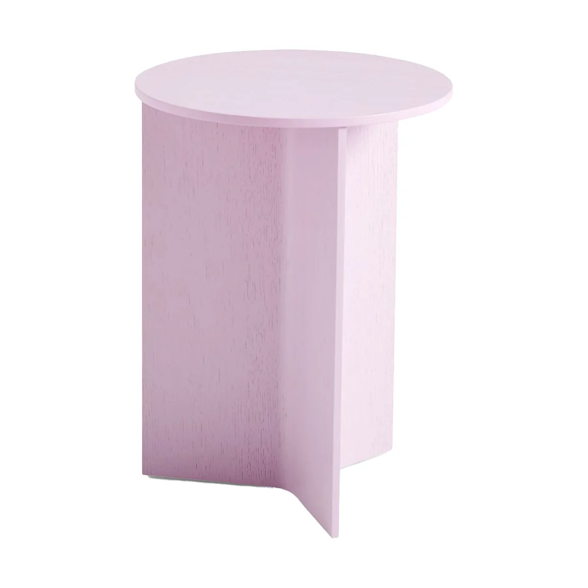 Slit high side table Ø35 cm, Pink lacquered oak HAY