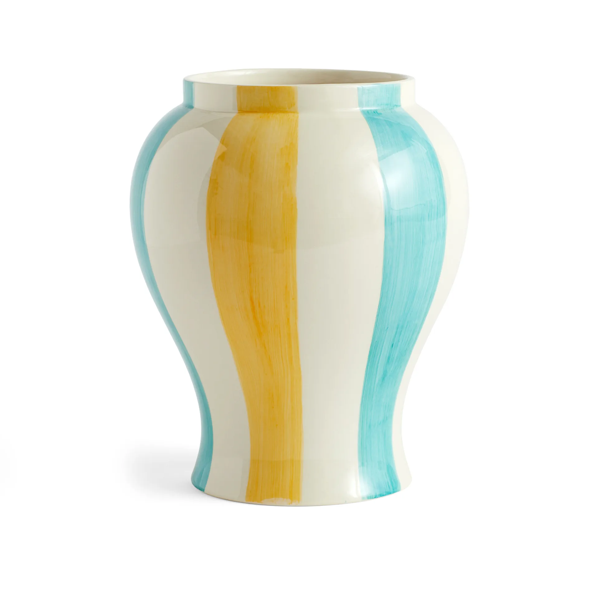 Sobremesa stripe vase L 25 cm, Green-yellow HAY