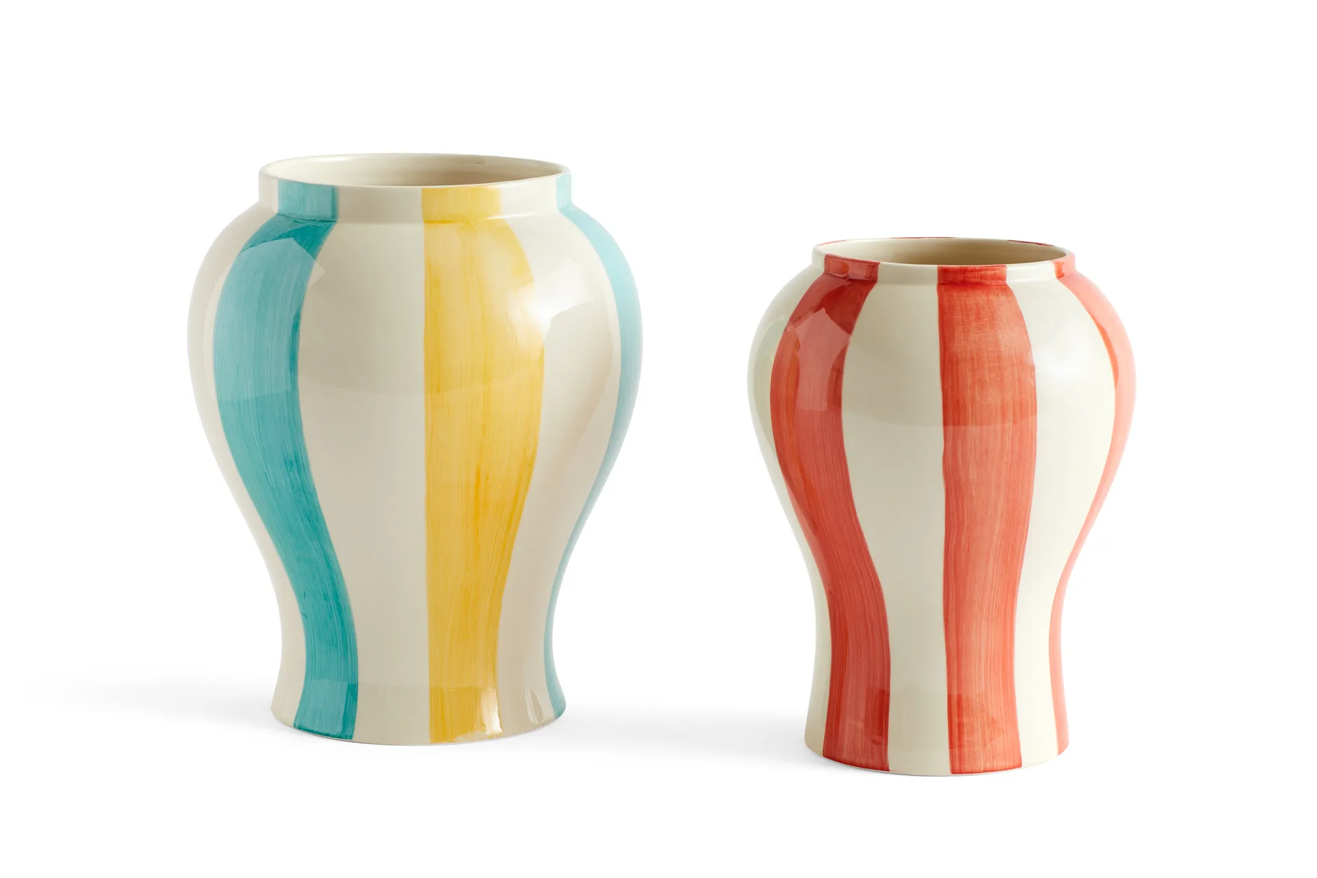 Sobremesa stripe vase L 25 cm, Green-yellow HAY