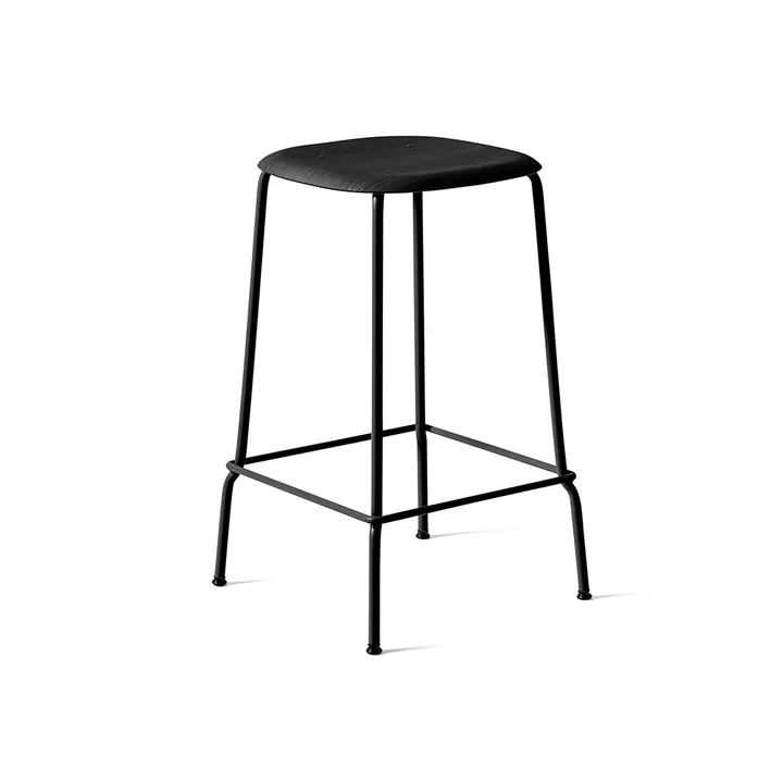 Soft Edge 30 Low bar stool - Black oak-black steel frame - HAY
