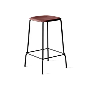 Soft Edge 30 Low bar stool - Fall red, black steel frame - HAY