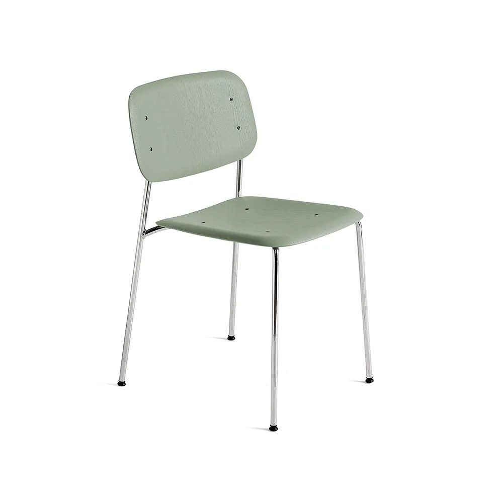 Soft Edge 40 chair, Dusty green-chrome frame HAY
