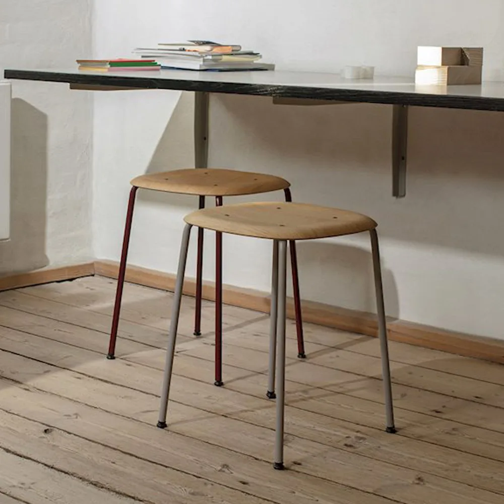 Soft Edge 70 stool, Smoked oak-black steel frame HAY