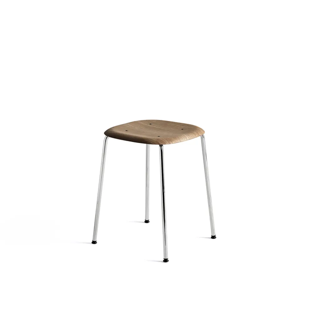 Soft Edge 70 stool, Smoked oak-chrome frame HAY