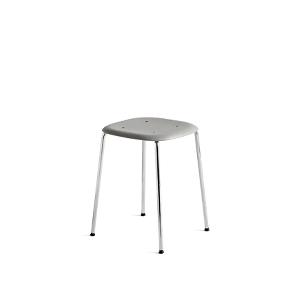 Soft Edge 70 stool, Soft grey, chrome frame HAY