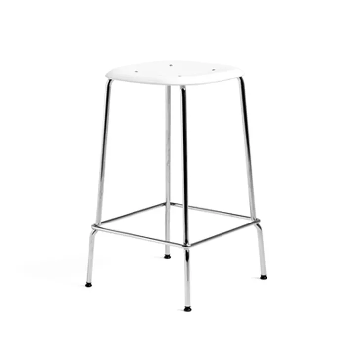 Soft Edge 85 Low bar stool - White-chrome frame - HAY