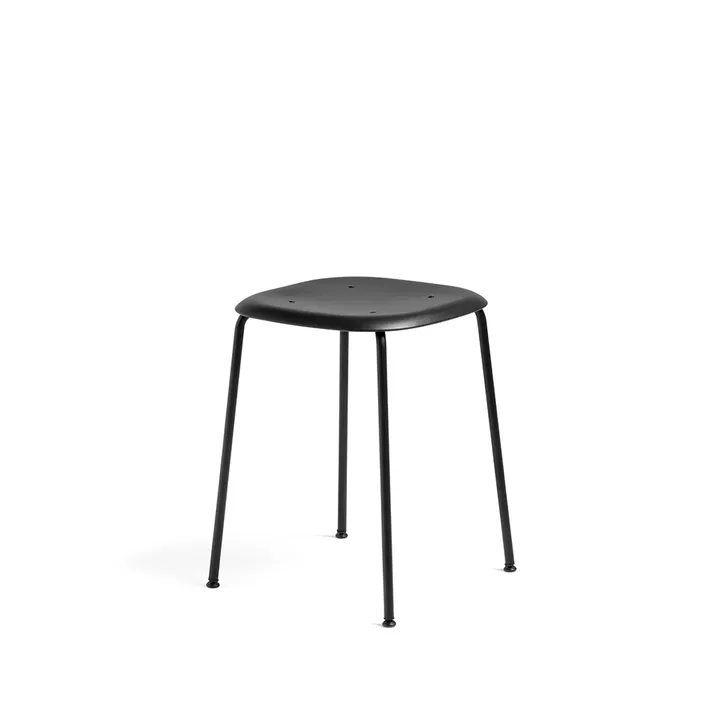 Soft Edge P70 stool - Black, black steel frame - HAY