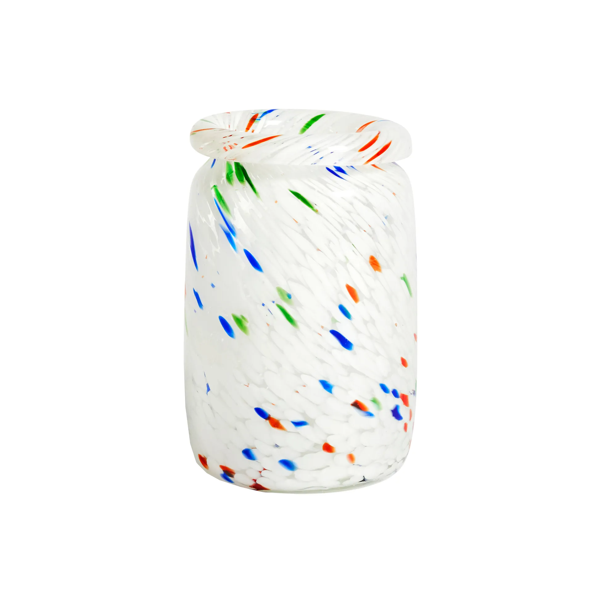 Splash Roll Neck vase M 22 cm, white dot (multi) HAY