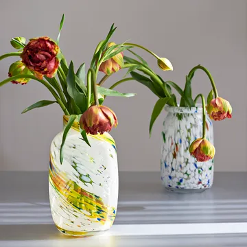 Splash Roll Neck vase M 22 cm - white dot (multi) - HAY