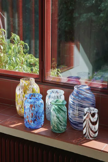 Splash Roll Neck vase S 20.5 cm - Green swirl - HAY