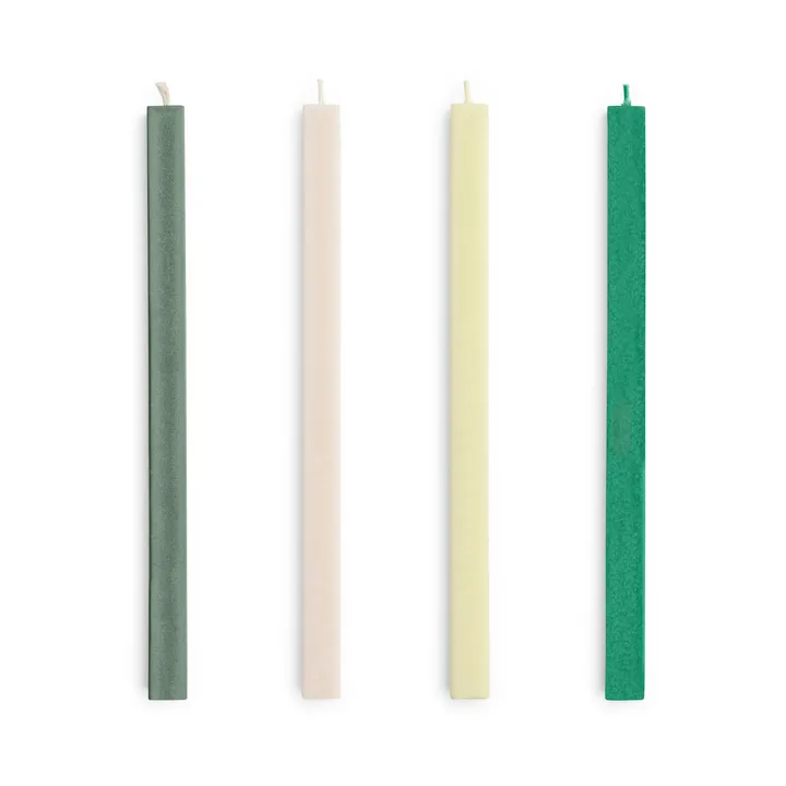 Square Candle light mix 4-pack - Greens-whites - HAY