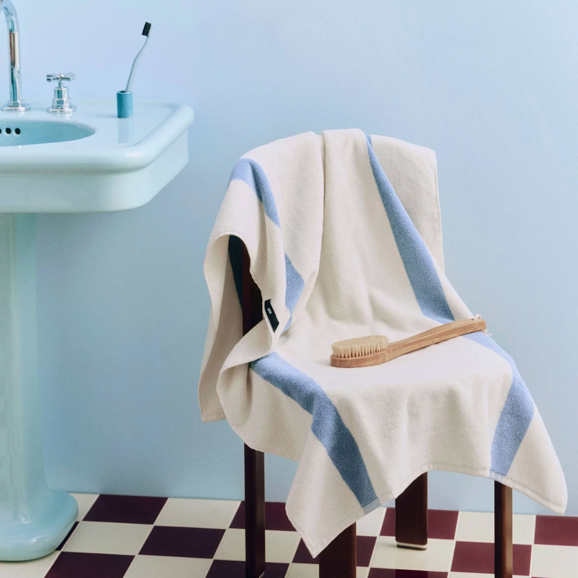 Stripe towel, Dusty blue, 70x140 cm HAY