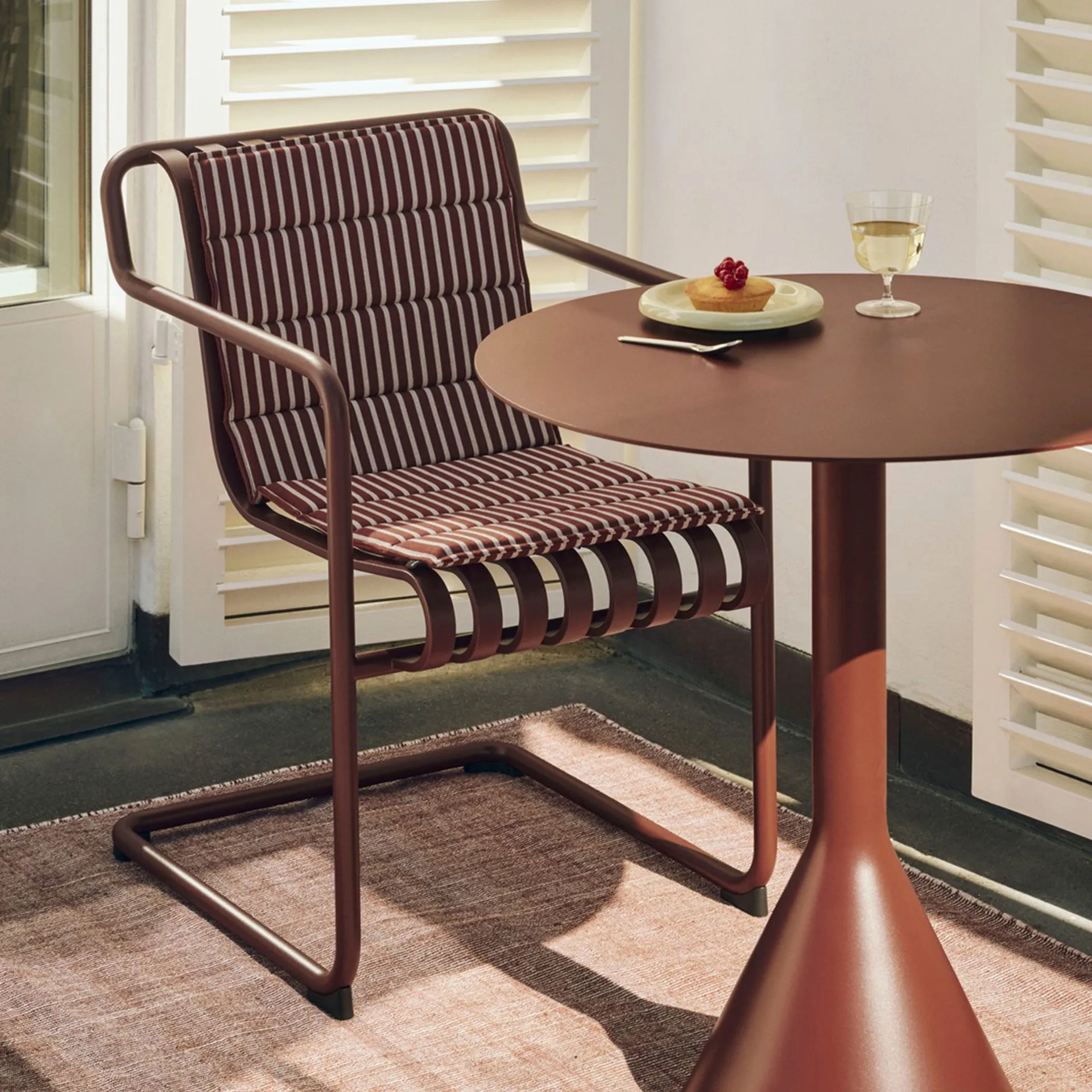 Terrazza Folding seat cushion, Terracotta bold stripe, 82x40 cm HAY