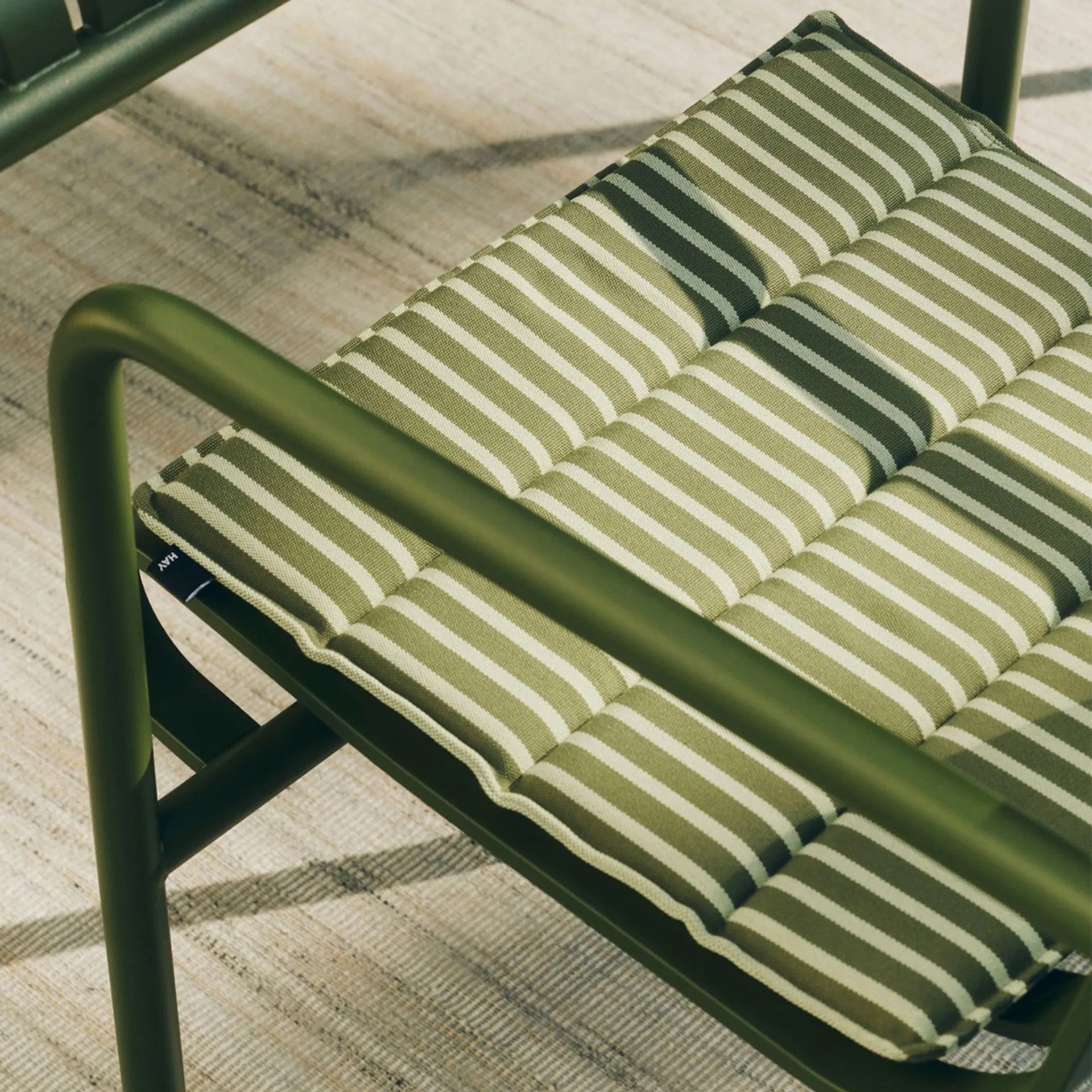 Terrazza seat cushion, Olive bold stripe, 40x40 cm HAY