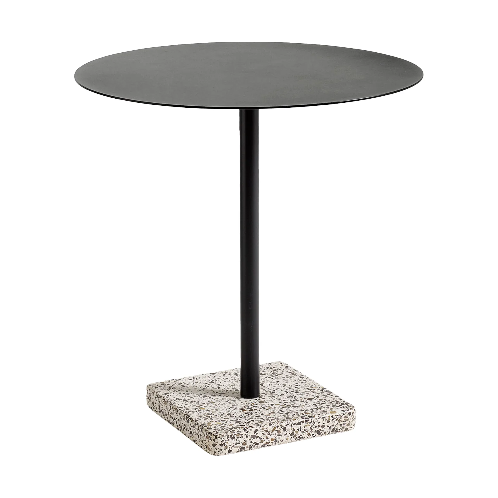 Terrazzo dining table Ø70 cm, Grey terrazzo-anthracite HAY