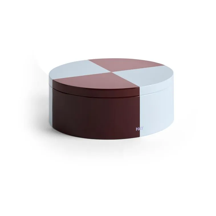 Tin Container Round storage jar, Burgundy-ice blue HAY
