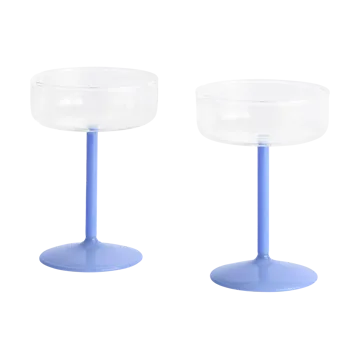 Tint coupe glasses 20 cl 2-pack - Clear-jade light blue - HAY