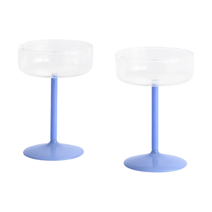 Tint coupe glasses 20 cl 2-pack - Clear-jade light blue - HAY