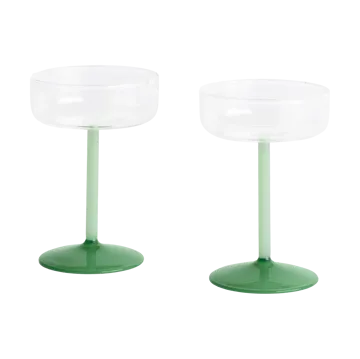 Tint coupe glasses 20 cl 2-pack - Clear-jade light green-jade dark green - HAY