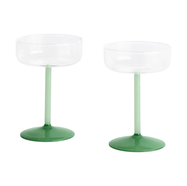 Tint coupe glasses 20 cl 2-pack - Clear-jade light green-jade dark green - HAY