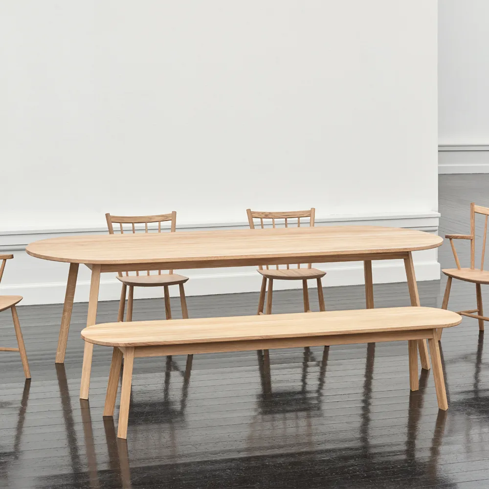 Triangle Leg dining table, Lacquered oak, 200x85 cm HAY
