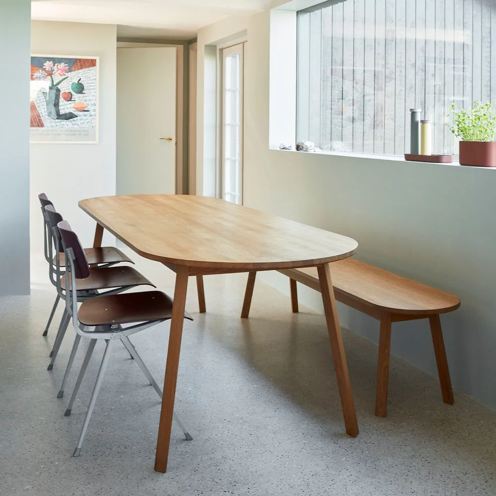 Triangle Leg dining table, Lacquered oak, 250x85 cm HAY