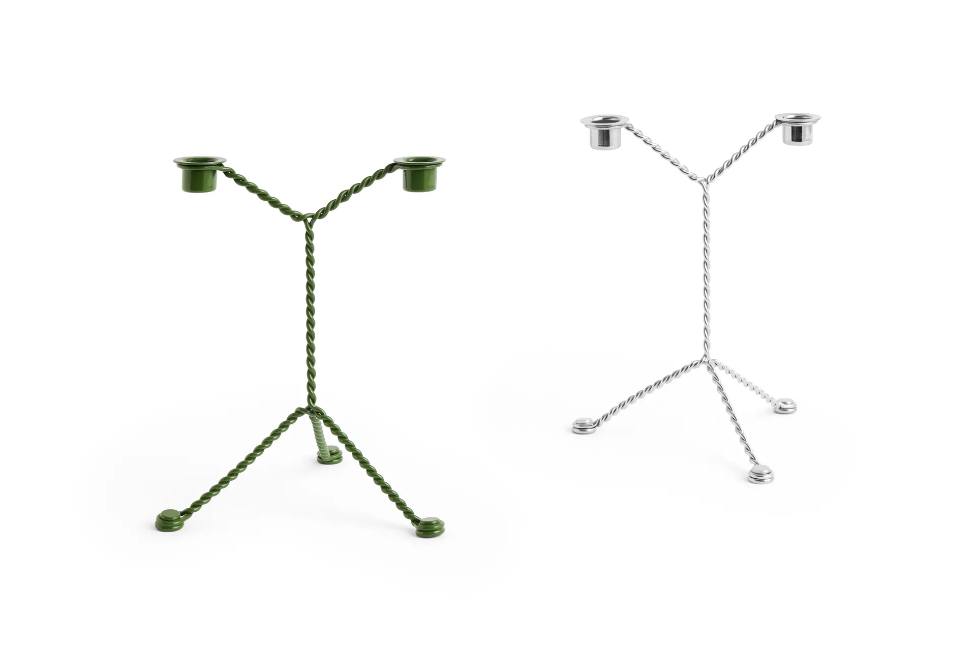 Wire candle sticks, Green HAY