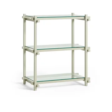 Woody Column shelf - Beech-clear glass, low - HAY