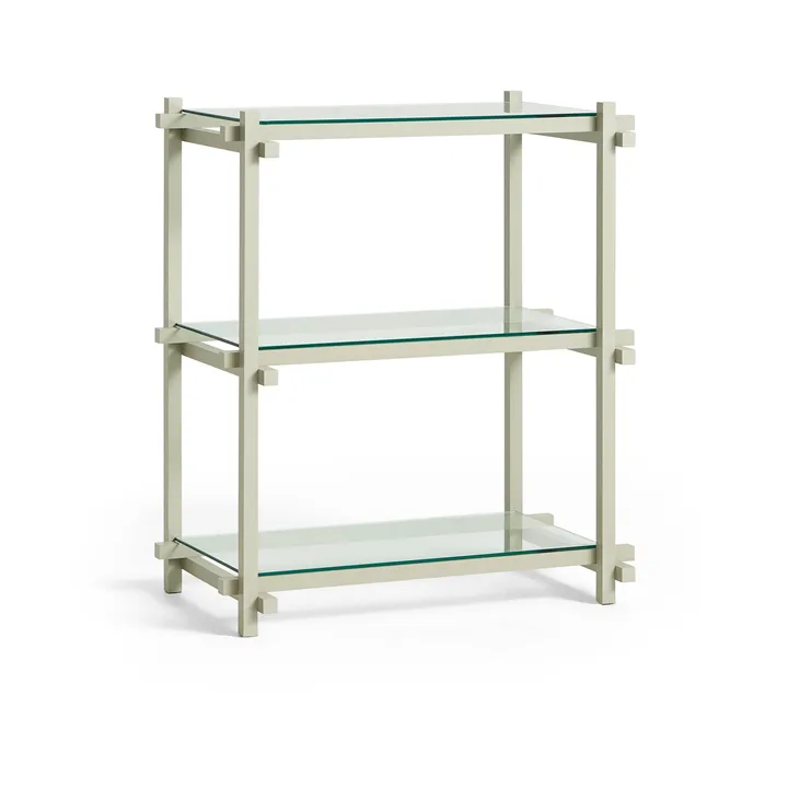 Woody Column shelf - Beech-clear glass, low - HAY