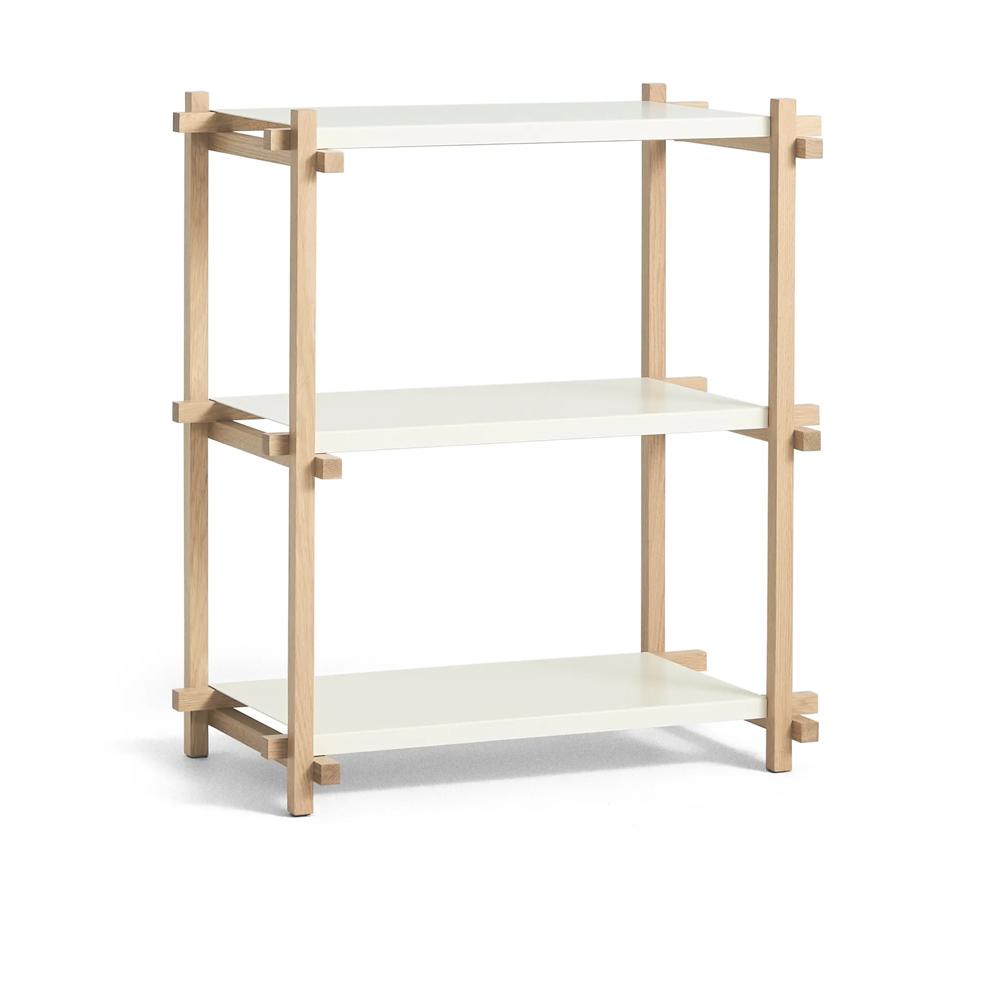 Woody Column shelf, Oak-almond white, low HAY