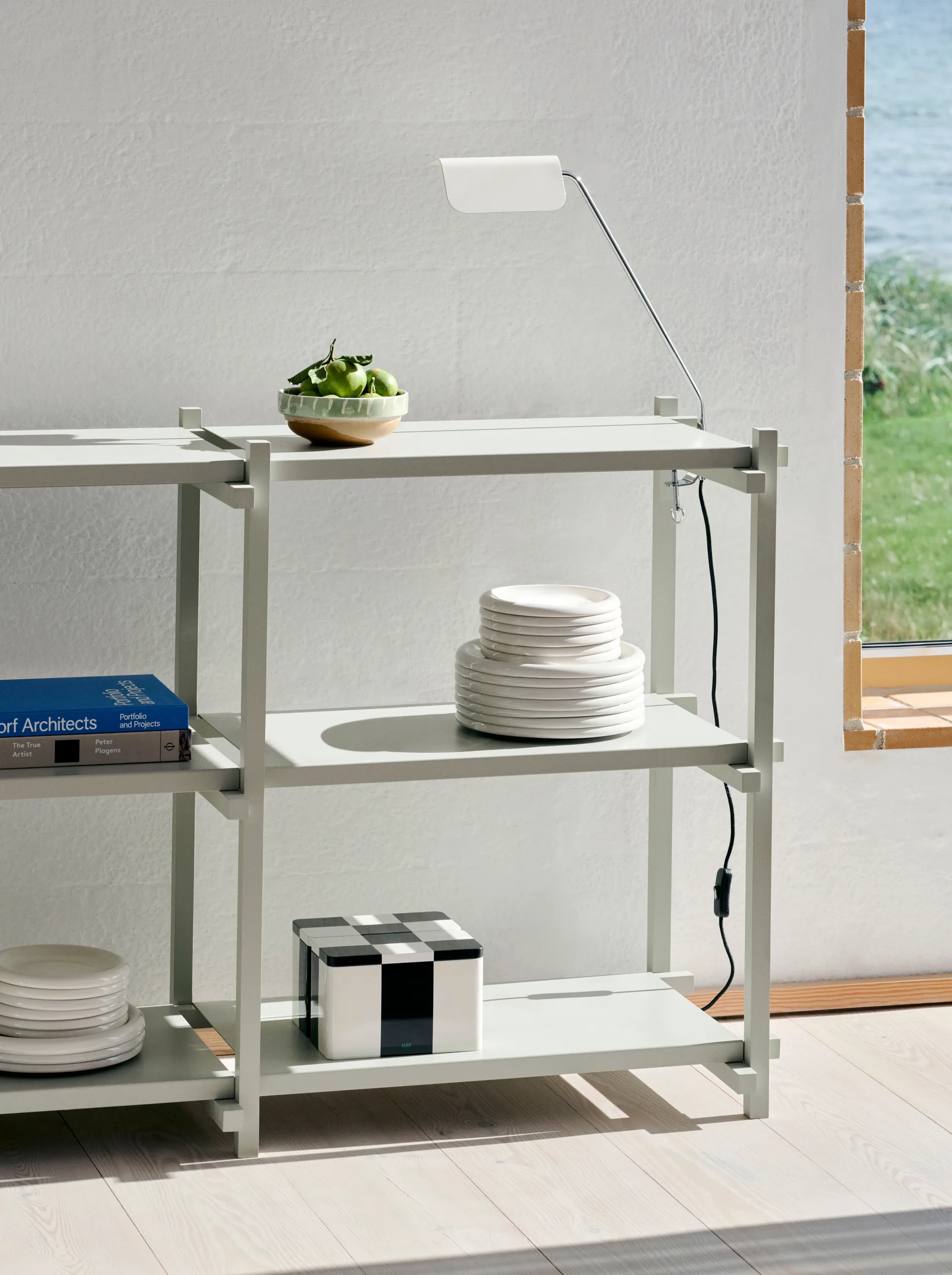 Woody shelf, Beech-smokey grey, low HAY