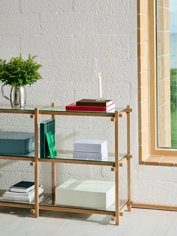 Woody shelf - Oak-clear glass, low - HAY
