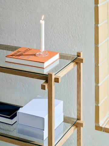 Woody shelf - Oak-clear glass, low - HAY