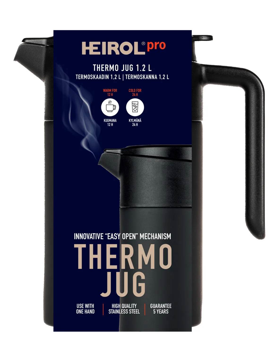 Heirol thermos jug 1.2 l, Black Heirol