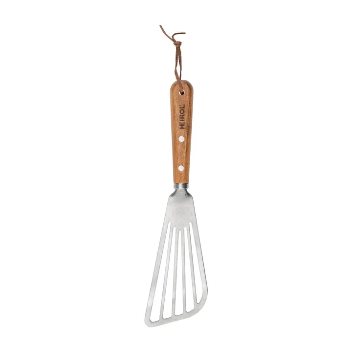 Stainless steel spatular with hole 30 cm - Beech - Heirol