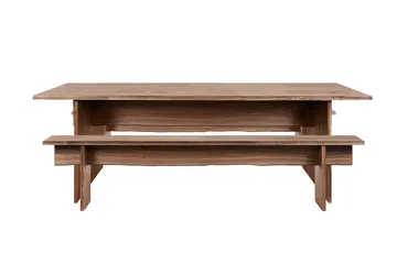 Bookmatch dining table with benches 220 cm - Walnut - Hem