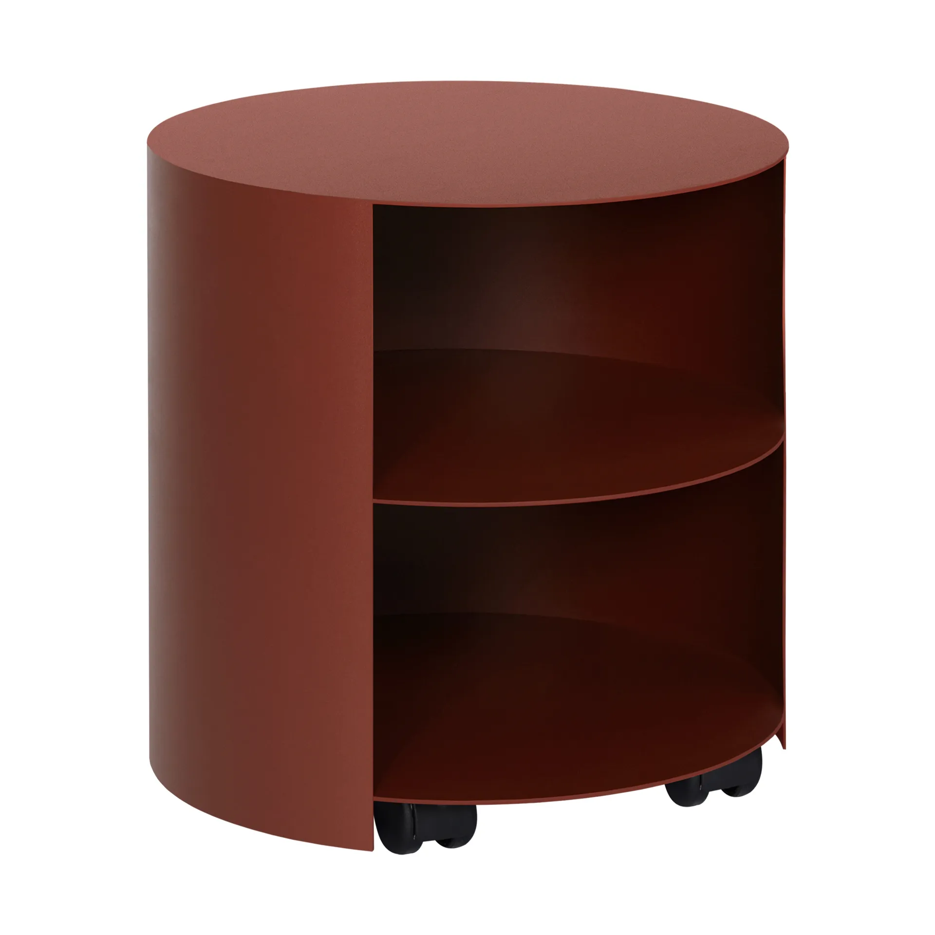 Hide side table Ø38x41 cm, Red brown textured Hem