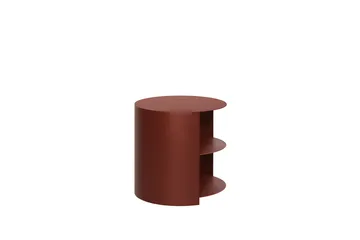 Hide side table Ø38x41 cm - Red brown textured - Hem